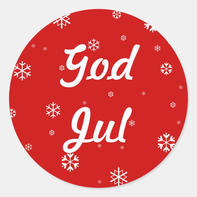 Sticker Rond Les flocons de neige de Dieu Jul (Devant)