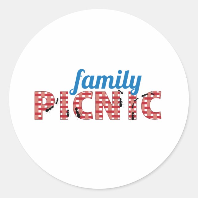 Sticker Rond Les fourmis de pique-nique familiales (Devant)