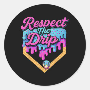 Sticker Rond Les Garçons De Baseball Accueil Plate Glace Crème 