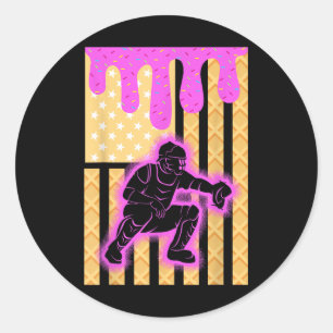 Sticker Rond Les Garçons De Baseball Driving Ice Cream Baseball