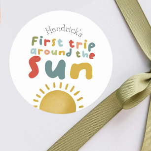 Sticker Rond Les Garçons Premier Voyage Autour Du Soleil 1Er An