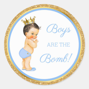 Sticker Rond Les garçons sont la bombe ! Cadeau Bain Etc Bleu O