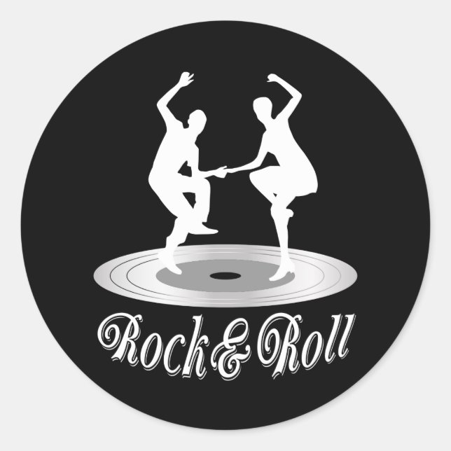 Sticker Rond Les gens dansent Rock and roll (Devant)