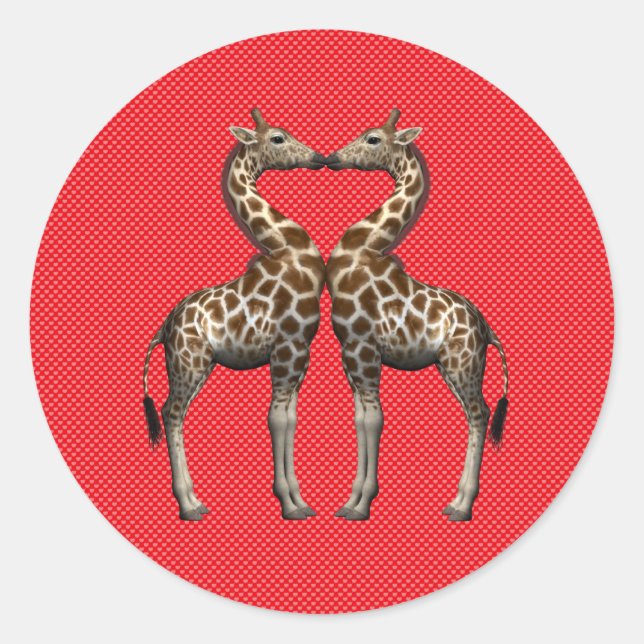 Sticker Rond Les girafes amoureuses (Devant)