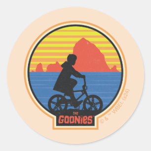 Sticker Rond Les Goonies Retro Mikey équitation Vélo Graphique