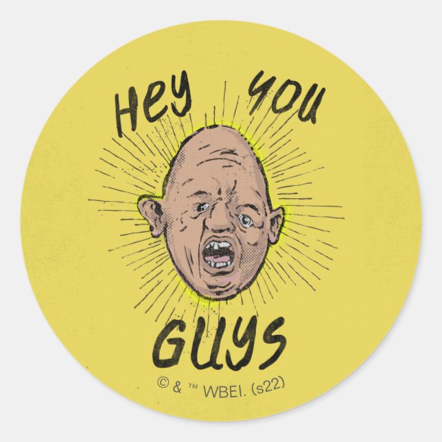 Sticker Rond Les Goonies Sloth Doodle "Hey les gars" (Devant)