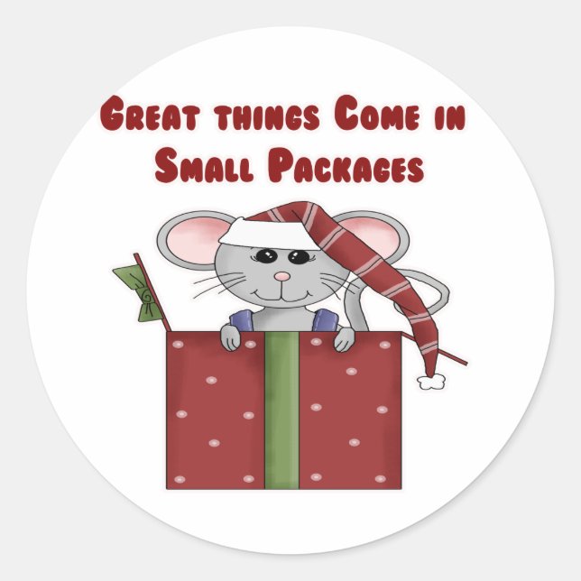 Sticker Rond Les grandes choses arrivent en petits paquets (Devant)