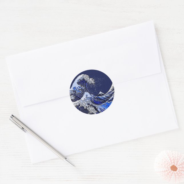 Sticker Rond Les grands Hokusai Wave styles modernes (Enveloppe)