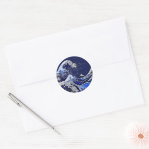 Sticker Rond Les grands Hokusai Wave styles modernes
