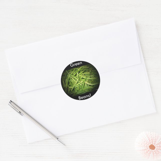 Sticker Rond Les haricots verts sous les projecteurs (Enveloppe)