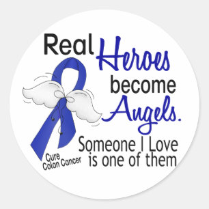 Sticker Rond Les héros deviennent cancer du colon d'anges