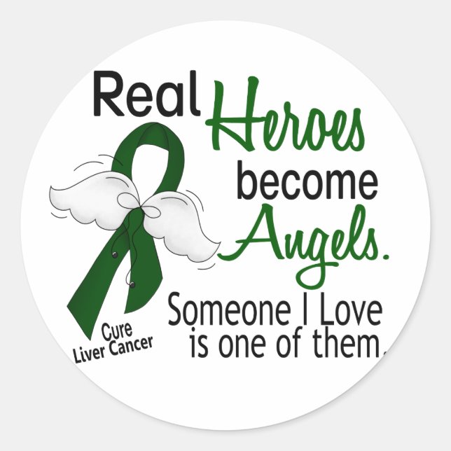 Sticker Rond Les héros deviennent des anges Cancer du foie (Devant)