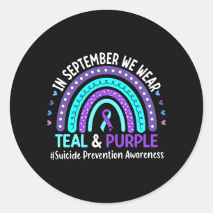 Sticker Rond Les hommes en septembre portent le ruban violet sa