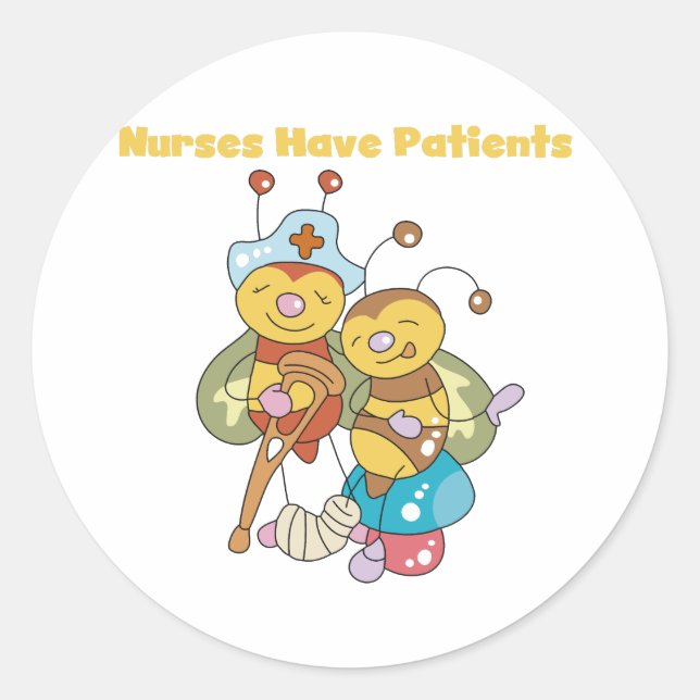 Sticker Rond Les infirmières ont des patients (Devant)