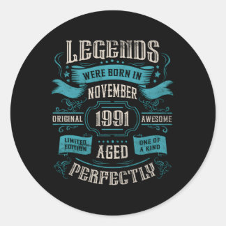Sticker Rond Les Légendes Sont Nées En Novembre 1991