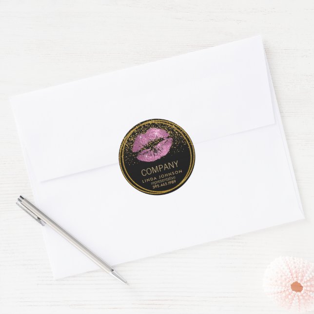 Sticker Rond Les lèvres de Parties scintillant rose - Représent (Enveloppe)