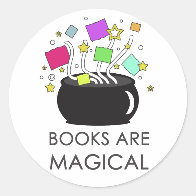 Sticker Rond Les Livres Sont Magiques (Devant)
