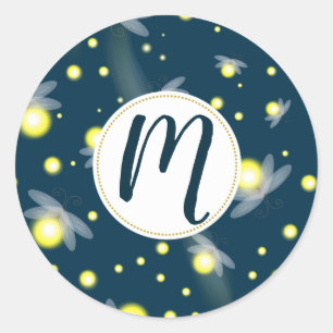 Sticker Rond Les lucioles éthérées à la Motif de nuit