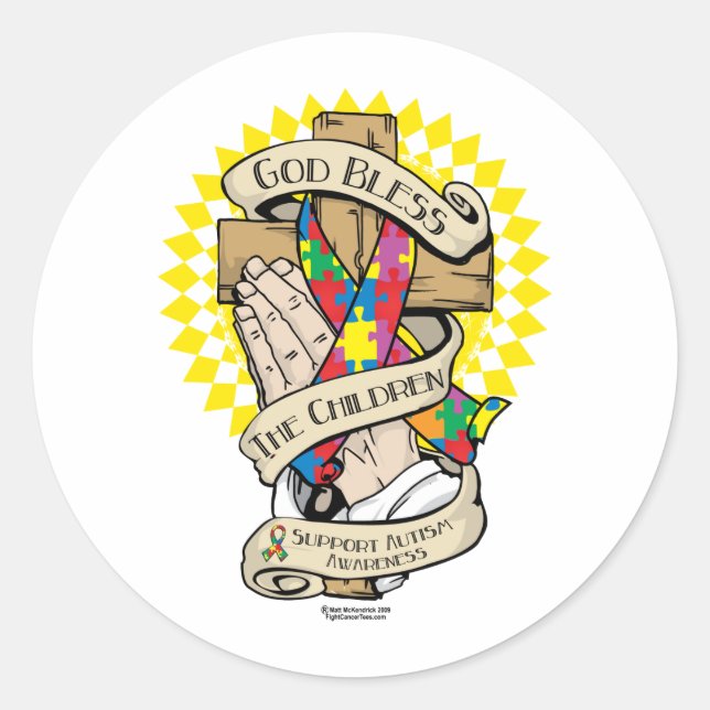 Sticker Rond Les mains de l'autisme (Devant)