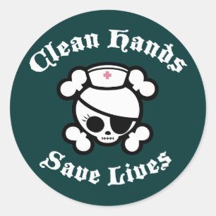 Sticker Rond Les mains propres sauvent les vies