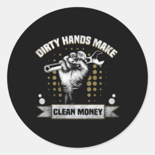 Sticker Rond Les Mains Simples Font De L'Argent Propre