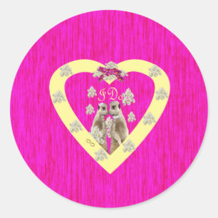 Sticker Rond Les Meerkats Le Jour De Leur Mariage,