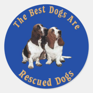 Sticker Rond Les meilleurs chiens sont Basset Hound secouru)