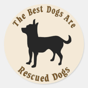 Sticker Rond Les meilleurs chiens sont Secourus - Chihuahua