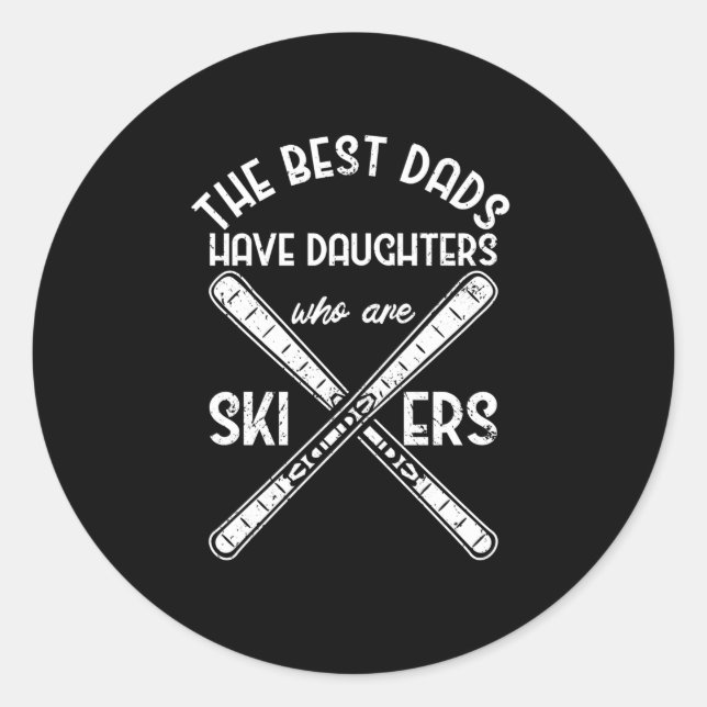 Sticker Rond Les meilleurs papas ont filles skieurs Fête des pè (Devant)