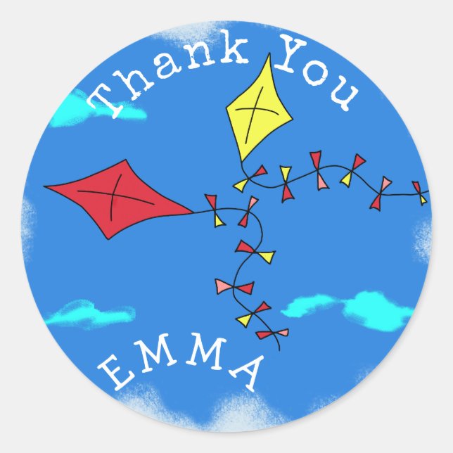 Sticker Rond Les mignons cerfs-volants dans le Merci Sky Kids N (Devant)