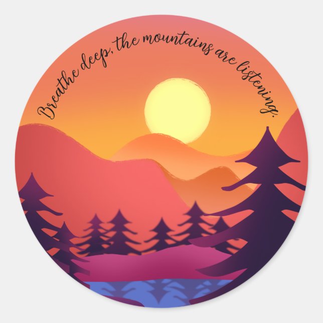 Sticker Rond Les montagnes sont à l'écoute (Devant)