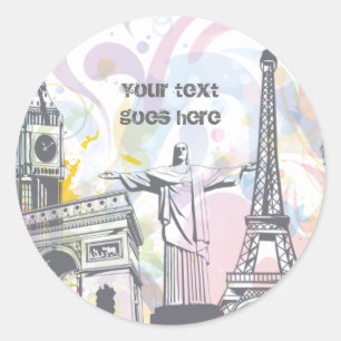 Sticker Rond Les monuments du monde