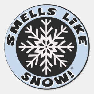Sticker Rond Les odeurs aiment la neige !