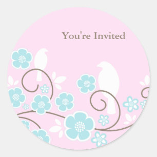 Sticker Rond Les oiseaux et les fleurs