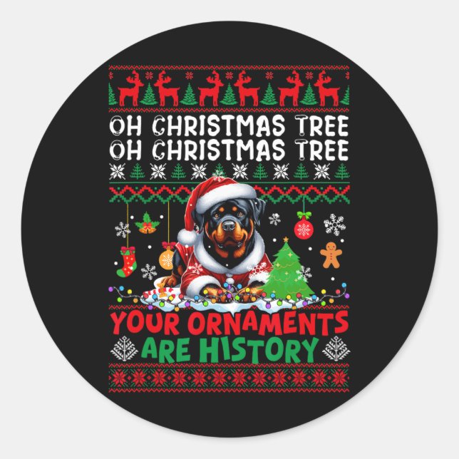 Sticker Rond Les ornements d'arbre de Noël sont histoire Sweate (Devant)
