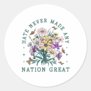Sticker Rond Les papillons floraux anti-Trump démocrate préside