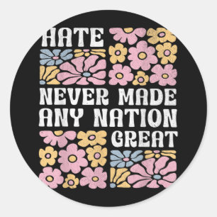 Sticker Rond Les papillons floraux anti-Trump Président démocra