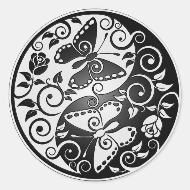 Sticker Rond Les papillons Yin Yang (Devant)