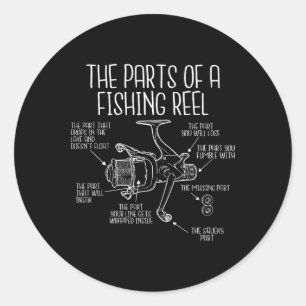 Sticker Rond Les Parties D'Une Roue De Pêche - Amusant Pêcheur