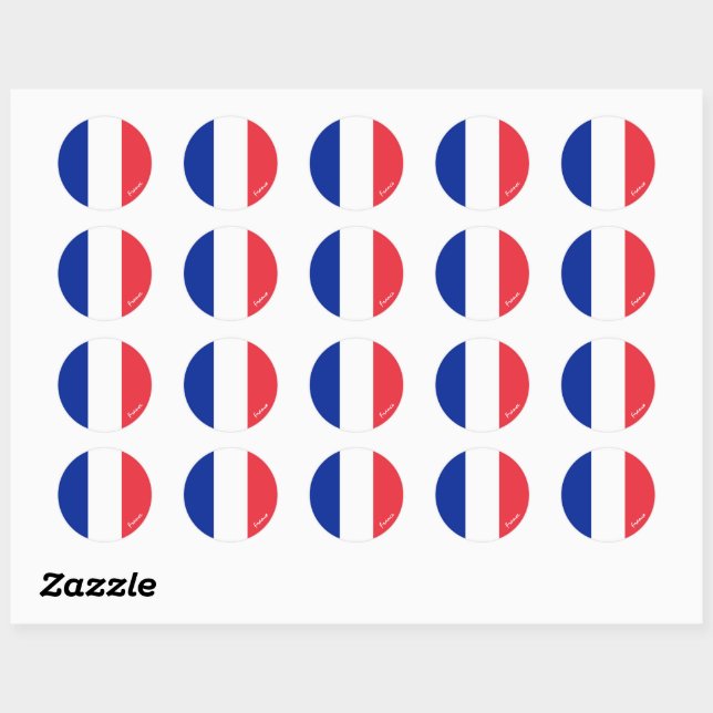 Sticker Rond Les patriotes français et français du drapeau, vac (Feuille)