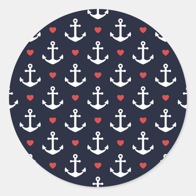 Sticker Rond Les Patters de Hearts et Anchor (Devant)