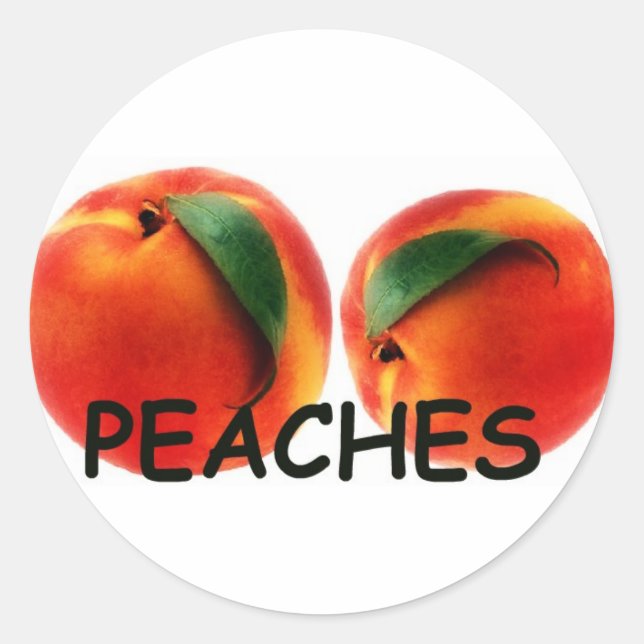 Sticker Rond Les pêches sont délicieuses (Devant)
