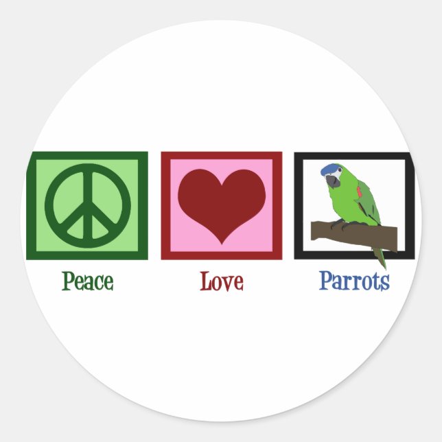 Sticker Rond Les perroquets Peace Love (Devant)