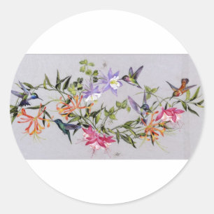 Sticker Rond Les Pétales De Colibris Enroulés