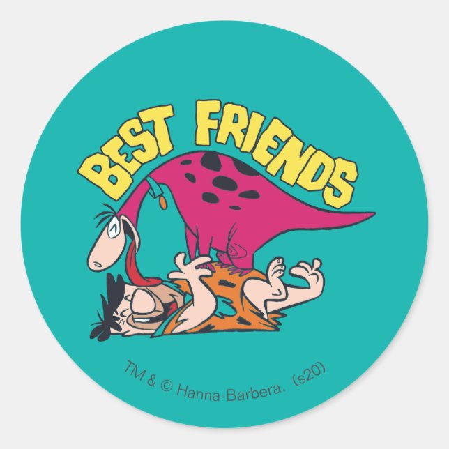 Sticker Rond Les Pierrafeu | Fred & Dino - Les meilleurs amis (Devant)