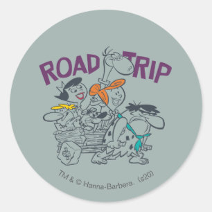 Sticker Rond Les Pierrafeu  Voyage sur route