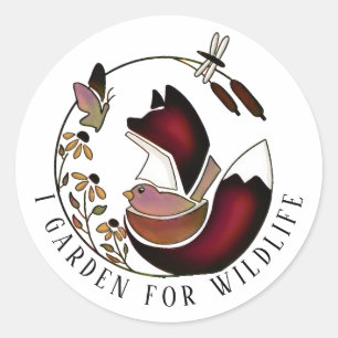 Sticker Rond Les Plantes autochtones nourrissent le renard sauv