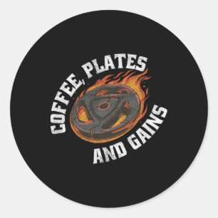 Sticker Rond Les Plaques De Café Gagnent Gymnase Tenue D'Exerci
