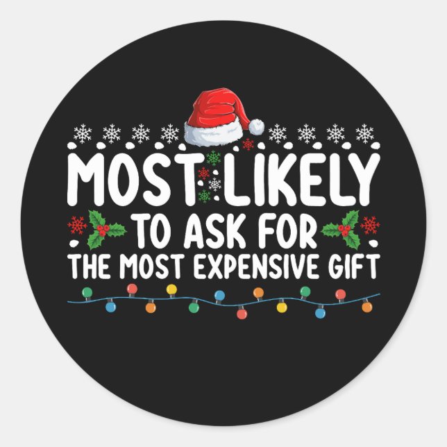 Sticker Rond Les Plus Susceptibles De Demander Le Chr Cadeau Le (Devant)