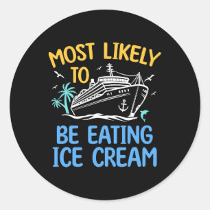 Sticker Rond Les Plus Susceptibles De Manger De Crème Glaciaire